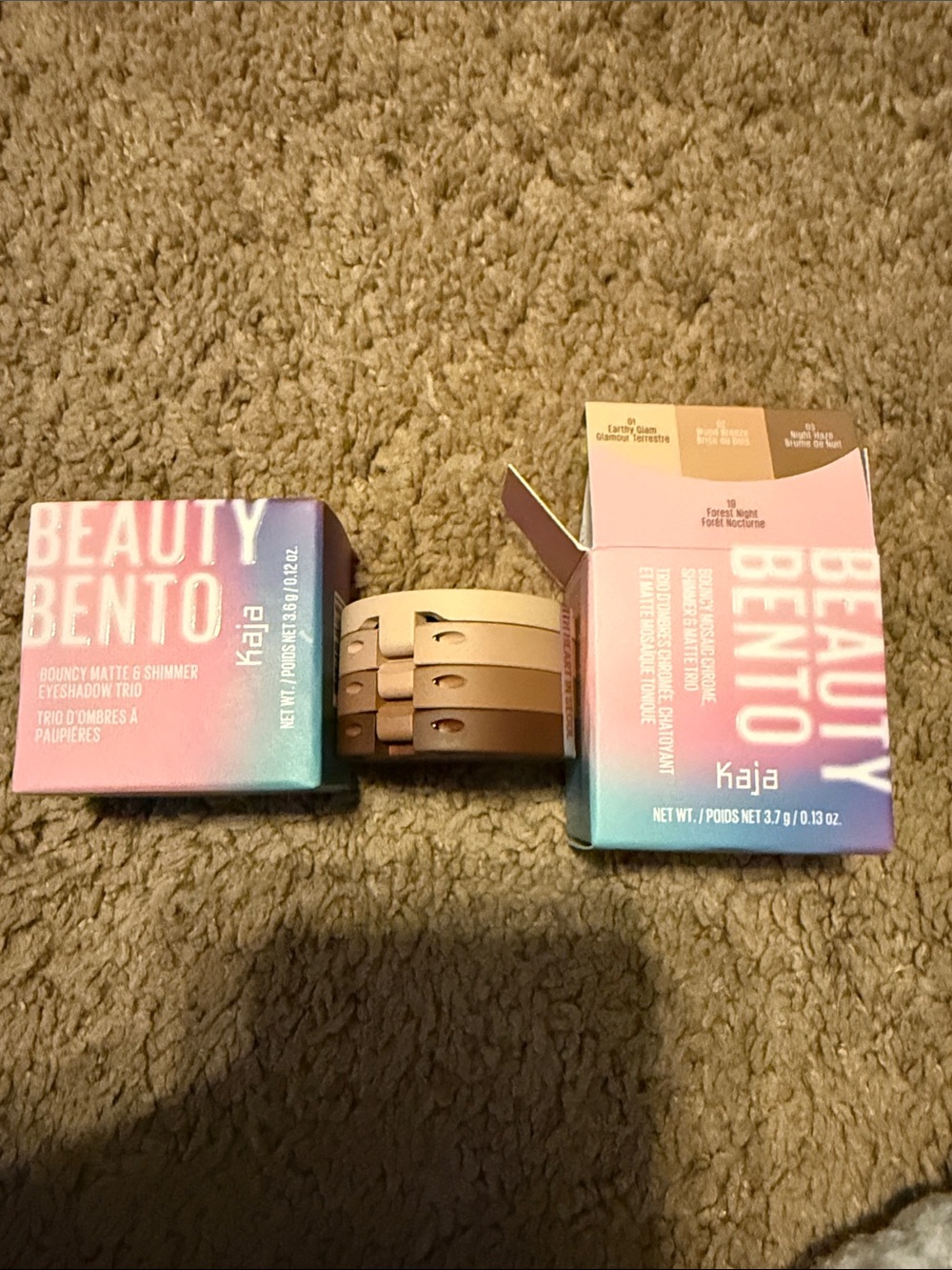 Kaja Beauty Bento Eyeshadow Trio — Neutral Beige & Brown